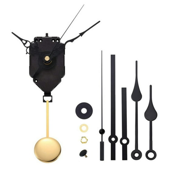 NEXAVKPR Quartz Pendulum Clock Movement Mechanism Long Shaft DIY Quartz Clock Motor Kit with 3 Pairs Hands and Pendulum Durable