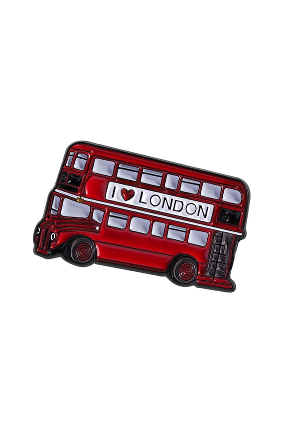 Red Bus Alloy Lapel Pin Backpack Hat Decoration Accessory