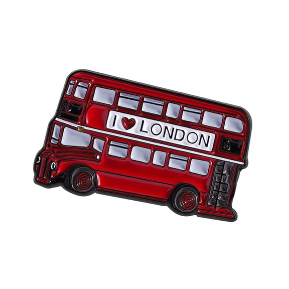 NEXAVKPR Red Bus Alloy Lapel Pin Backpack Hat Decoration Accessory