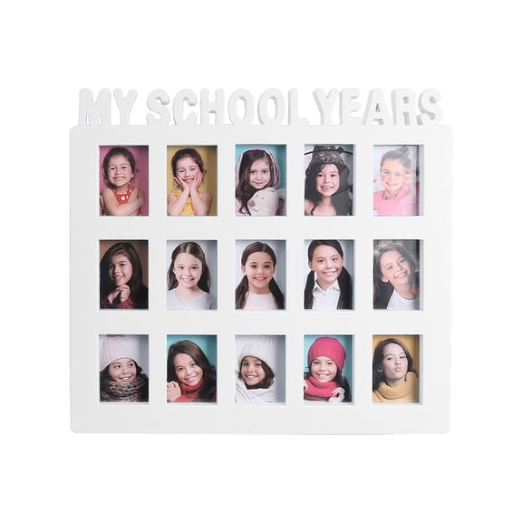 NEXAVKPR School Years Photo Moment Student Keepsake Frame Children Campus 15 Pictures Display Collage Frame Kids Memory Gift