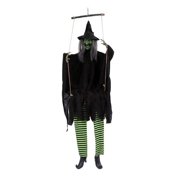 NEXAVKPR Sound Activated Swing Witch Decoration With with Glowing Eye and Light Effect