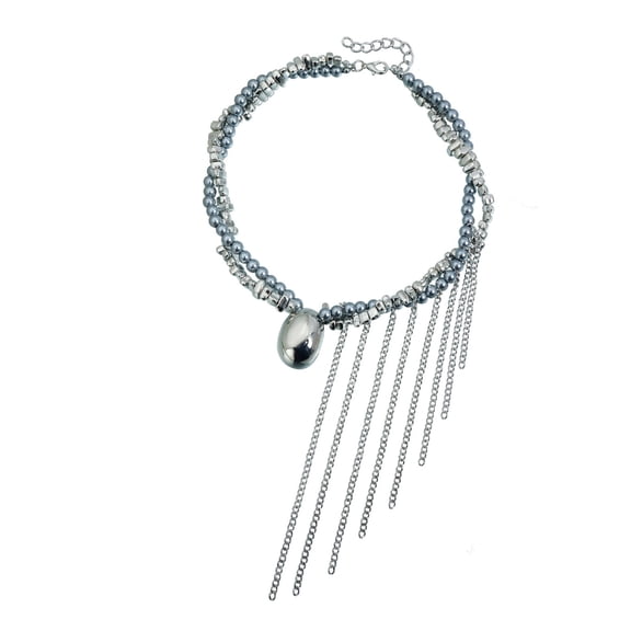 NEXAVKPR Stackable Neck Chain Alloy Plastic Fringe Necklace for Stacking or Single Use