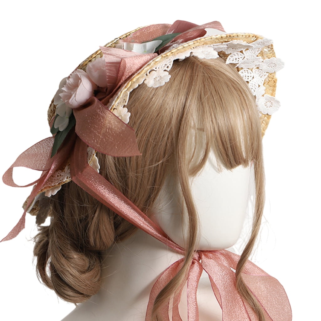 NEXAVKPR Summer Spring Sunshades Flat Bonnets Hat Elegant Flower Decors Bonnets Beach Hat