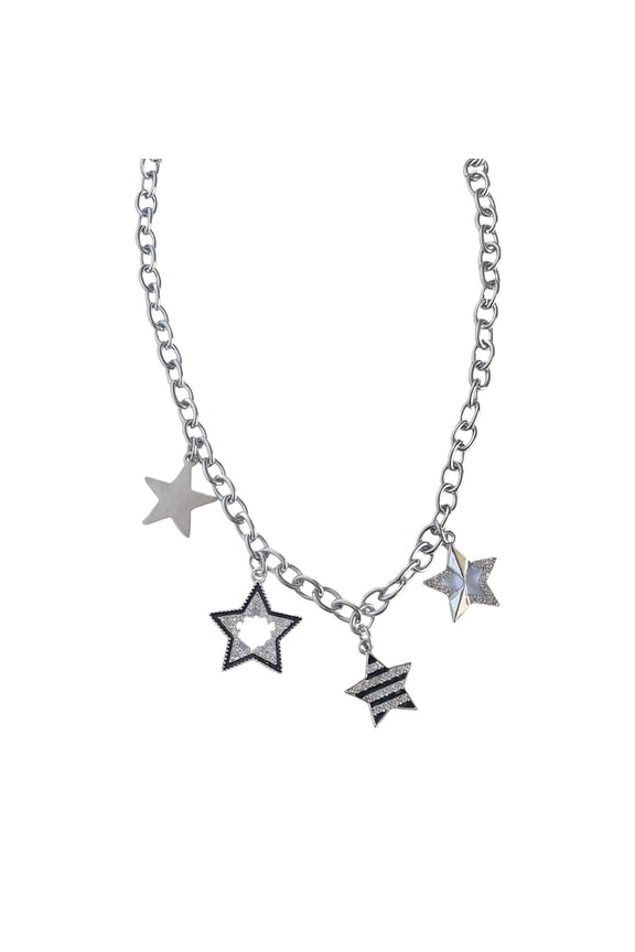 Symbolic Freedom Star Motifs Necklace Black And White Design For Subcultural Expression Parties Celebrations