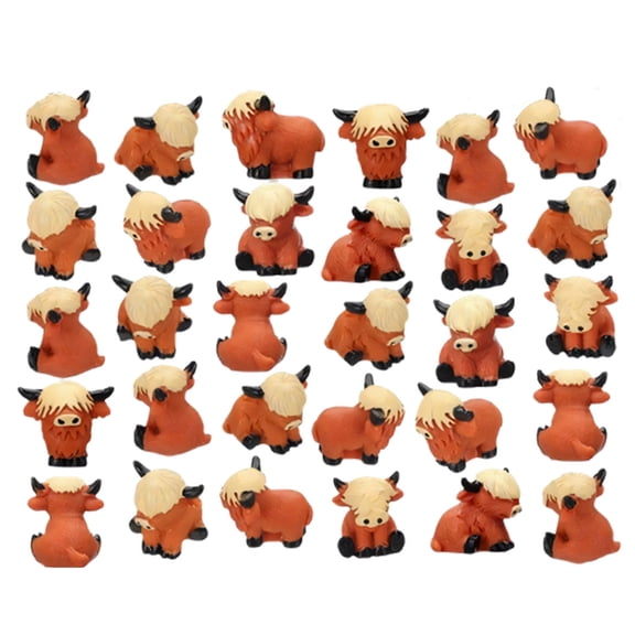 NEXAVKPR Tiny Cow Figure to Hide Mini Highlands Cow Figurine Miniature Cow Sculptures