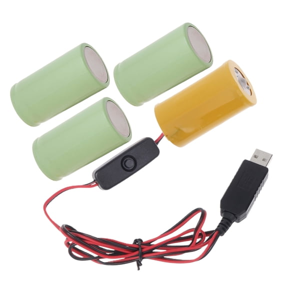 NEXAVKPR USB Dummy Battery Power Cord with Switches Eliminating Cable Replace 1-4pc 1.5V LR20 D Batteries for Torches/Table Lamp