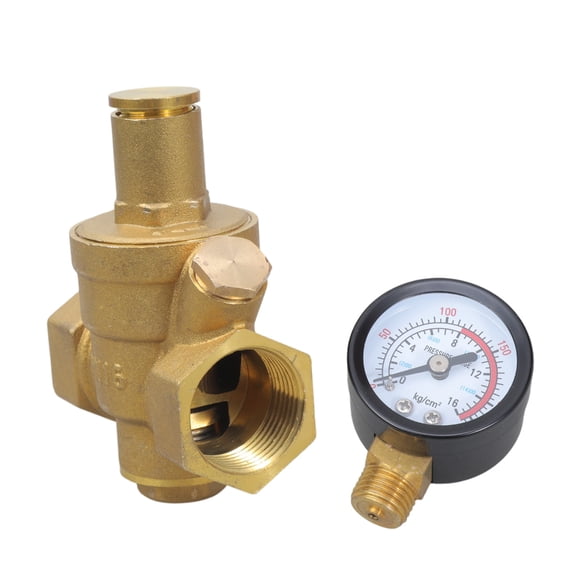NEXAVKPR Versatile Water Pressure Regulator 1/2 Inch DN20 with Pressure Gauges Brass Suitable for Homes Buildings & Factories