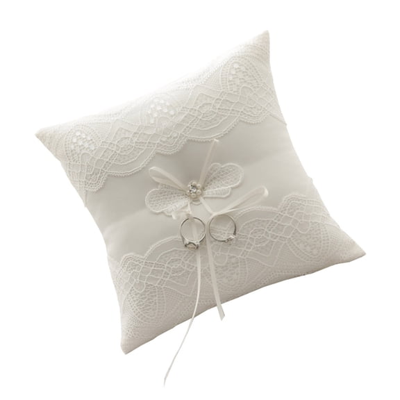 NEXAVKPR Wedding Ceremony Party Pearls Laces Rings Pillow Cushions Bearers for Marriage