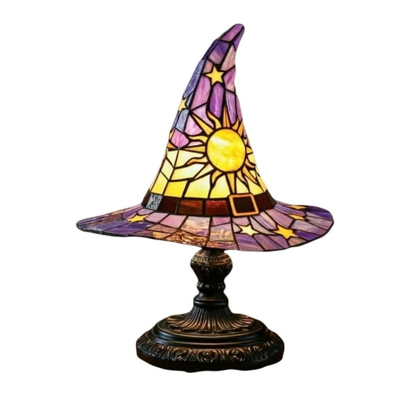 NEXAVKPR Witch Hat Nightlight USB Powered Handmade Resins Wizard Hat Table Lamp Ornament for Decoration Gift Giving