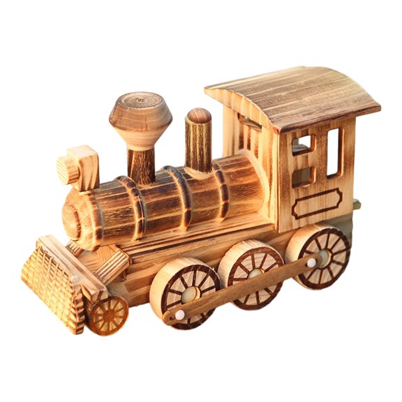 NEXAVKPR Wood Steams Train Figurines Handmade Train Model Locomotive Statue Ornament Desktop Decors for Home Office Decorations