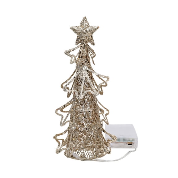 NEXAVKPR Wrought Iron Christmas Tree with Led Light Tabletop Scene Decor Supplies for Wedding Birthday Party Background Decor