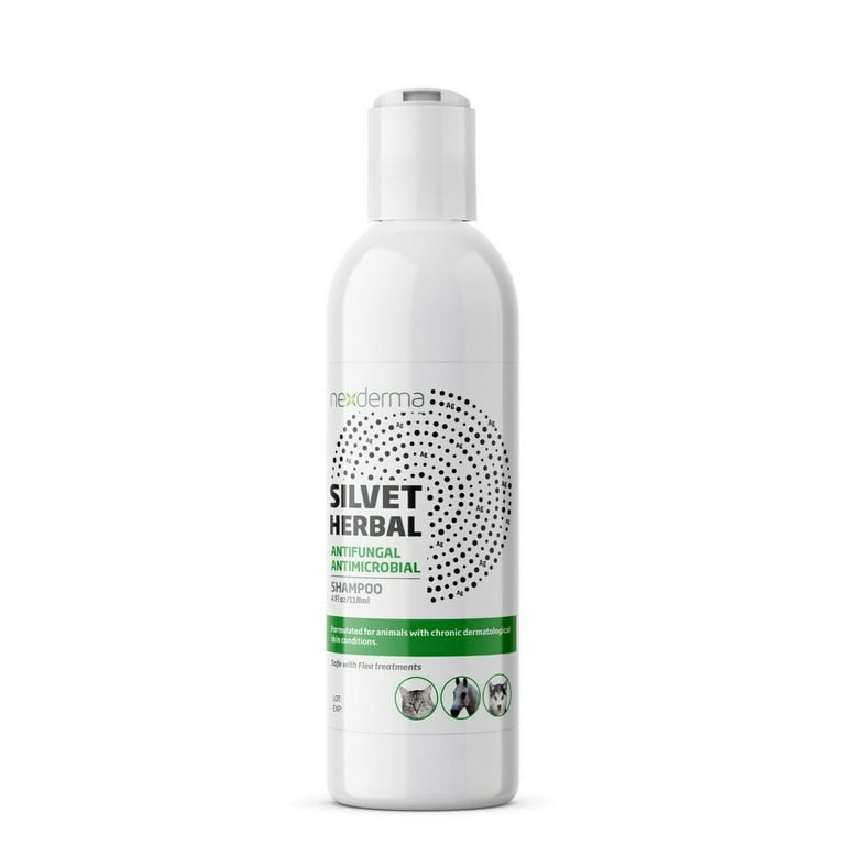 NEXDERMA Antibacterial Antifungal Pet Herbal Shampoo for Dogs Cats and Horses 4 Ounce