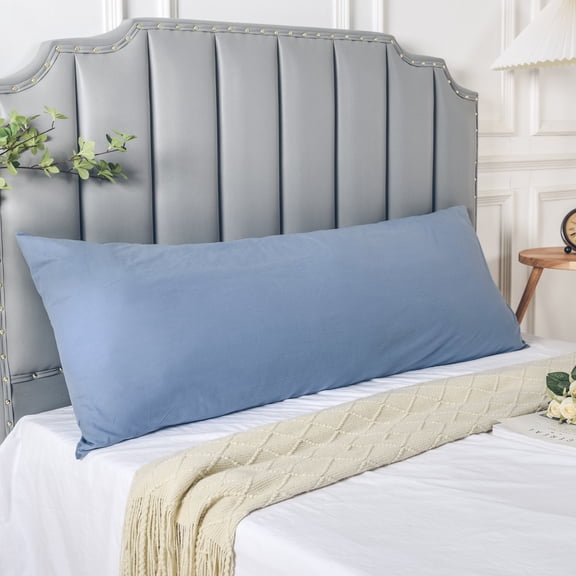 NEXHOME PRO 100% Organic Cotton Body Pillowcase, Envelope Closure, Soft Durable Pillow Cases for Bed 1PC (20x54 inch, Blue)