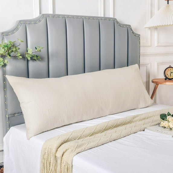 NEXHOME PRO 100% Organic Cotton Body Pillowcase, Envelope Closure, Soft Durable Pillow Cases for Bed 1PC (20x54 inch, Cream)