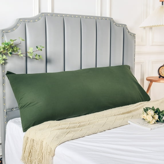 NEXHOME PRO 100% Organic Cotton Body Pillowcase, Envelope Closure, Soft Durable Pillow Cases for Bed 1PC (20x54 inch, Forest Green)
