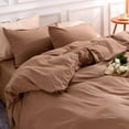 thumbnail image 1 of NEXHOME PRO Duvet Cover Set 100% Washed Cotton 3 Pieces Linen Breathable Soft Durable Duvet Cover Bedding Set with Zipper Closure, Queen Size Rust Brown (Comforter Not Included), 1 of 5