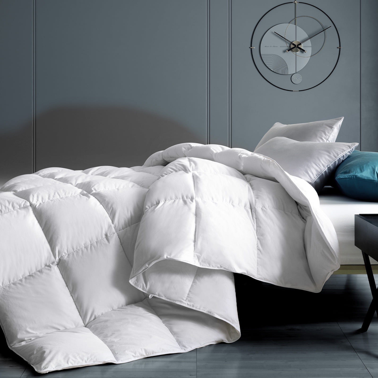 NEXHOME PRO White Duck Down Comforter King Size Duvet Insert All Season 52OZ Fluffy Bed Comforter with Corner Tabs 100 Egyptian Organic Cotton