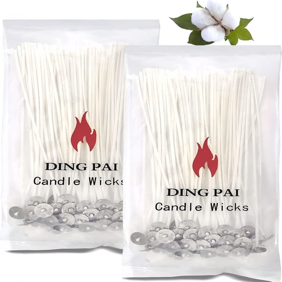 NEXIMO 100Pcs Cotton Candle Wicks,6 Inches Low Smoke Pre-Waxed Wicks for Candle Making,Diy