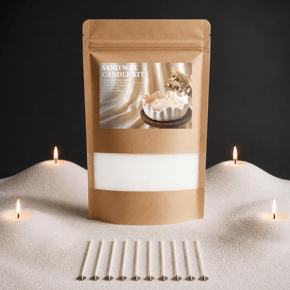 NEXIMO Candle Sand, 1Lb Unscented Sand Candles with 10 Wicks, Non-Toxic Clean Burning Refillable Pearled Candle for Diy Candle Making, Wedding Decor, Home Ambiance