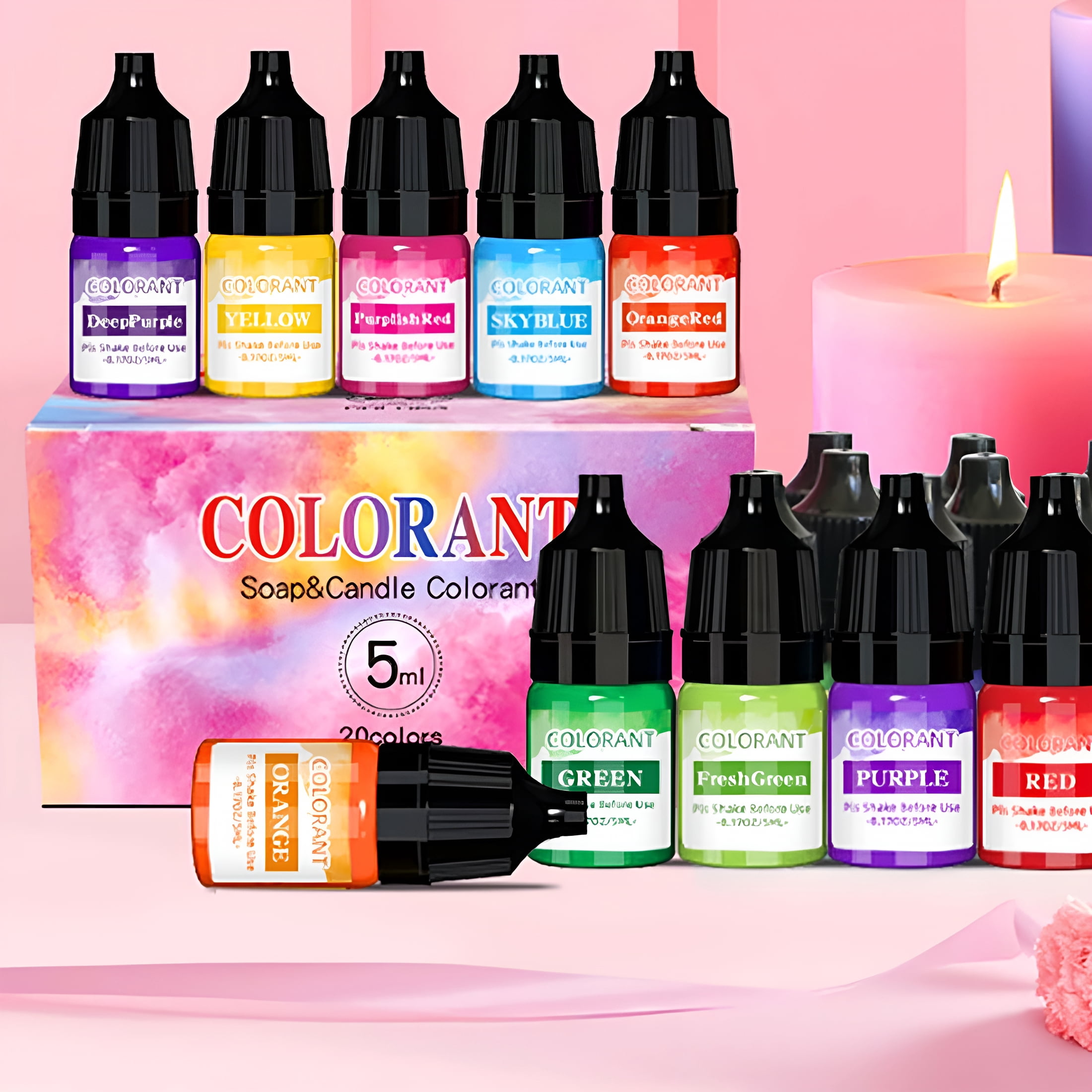 NEXIMO Colorant Candle Dye,20 Colors Liquid Oil Based Dye for Candle ...
