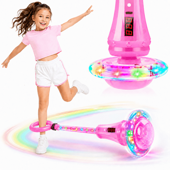 NEXKEX Ankle Skip Ball for Kids, with Flashing Lights and Digital Counter, Indoor Outdoor Jump Toy Gift for Girls Ages 6-10