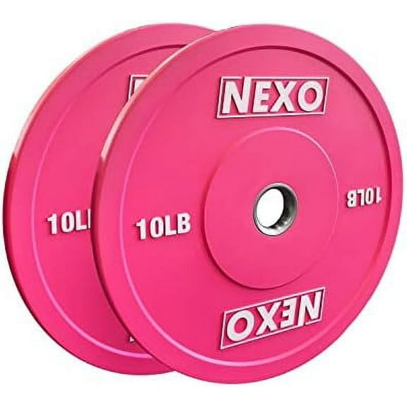 NEXO 10LB Pink Rubber Bumper Plate Pair - Premium Matte Finish 2x 10LB Hot Pink Cross Training Weight Plates$$Sport & Recreation Other