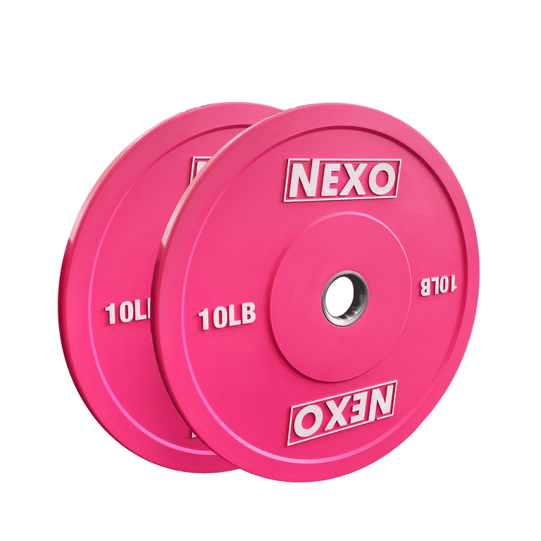 EVERYMATE Pink Weight Plates 10LB Olympic Bumper Plates Grip Weight Plates  for Strength Training & Crossfit Steel Inserts Weight Plates Fit 2