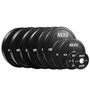 NEXO 175LB Rubber Bumper Plate Set - 2 Inch Premium Matte Black Cross Training Weight Plates