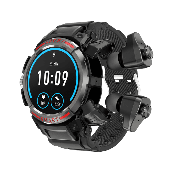 NEXOVA Smart Watch TWS Earphones 2-in-1 Wireless Bluetooth Fitness Tracker Make/Answer Calls Multiple Sports Modes Pedometer Message Notification IP67 Waterproof