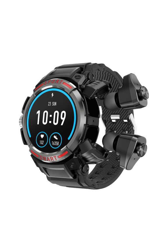 Smart Watch TWS Earphones 2-in-1 Wireless Bluetooth Fitness Tracker Make/Answer Calls Multiple Sports Modes Pedometer Message Notification IP67 Waterproof