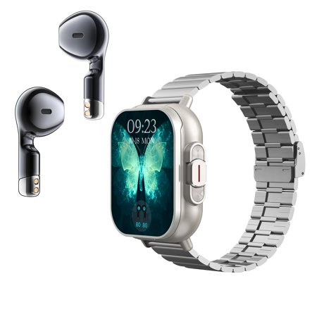 NEXOVA Smartwatch TWS Earphones 2-in-1 Fitness Tracker Multiple Sports Modes Make/Answer Calls Message Notification Pedometer