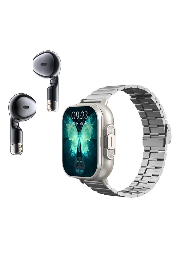 Smartwatch TWS Earphones 2-in-1 Fitness Tracker Multiple Sports Modes Make/Answer Calls Message Notification Pedometer