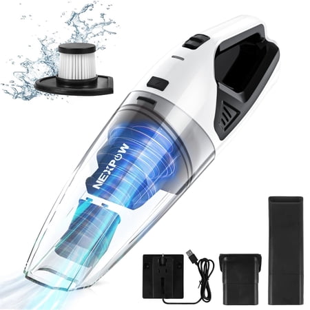 NEXPOW 10KPA Cordless Handheld Vacuum - Wet/Dry Car Vacuum Cleaner with 11.1V Lithium Battery, 30min Runtime, Multi-Surface Use for Home & Auto Cleaning