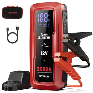 NEXPOW 2500A Car Jump Starter, 18000mAh Battery Starter with LED Display (up to 8.0L Gas & 6.0L Diesel Engine),12V Auto Jump Box with LED Light,USB QC 3.0