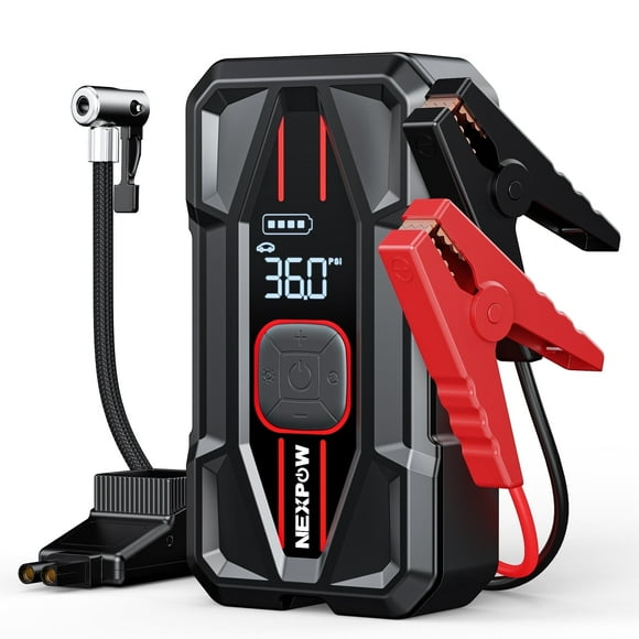 NEXPOW 3000A Car Jump Starter & Air Compressor - 12V 59.2Wh Portable Battery Booster with PD 30W Fast Charge, 150PSI Air Pump, Smart Clamps for Cars/SUVs/Trucks (Emergency Multi-Function Power Pack)