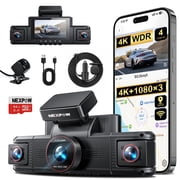 NEXPOW 4K 4-Channel 5G WiFi Dash Cam, GPS Dash Camera for Car with 64GB Card, Voice Control, WDR Night Vision, Parking Mode, 4K+1080P+1080P+1080P Front Rear Left Right Dashboard Camera