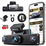 NEXPOW 4K 4-Channel 5G WiFi Dash Cam, GPS Dash Camera for Car with 64GB Card, Voice Control, WDR Night Vision, Parking Mode, 4K+1080P+1080P+1080P Front Rear Left Right Dashboard Camera