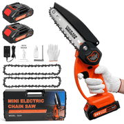 Nexpow 24V Cordless Mini Chainsaw with 2 Batteries & 2 Chains, Handheld Lithium Electric Wood Cutter