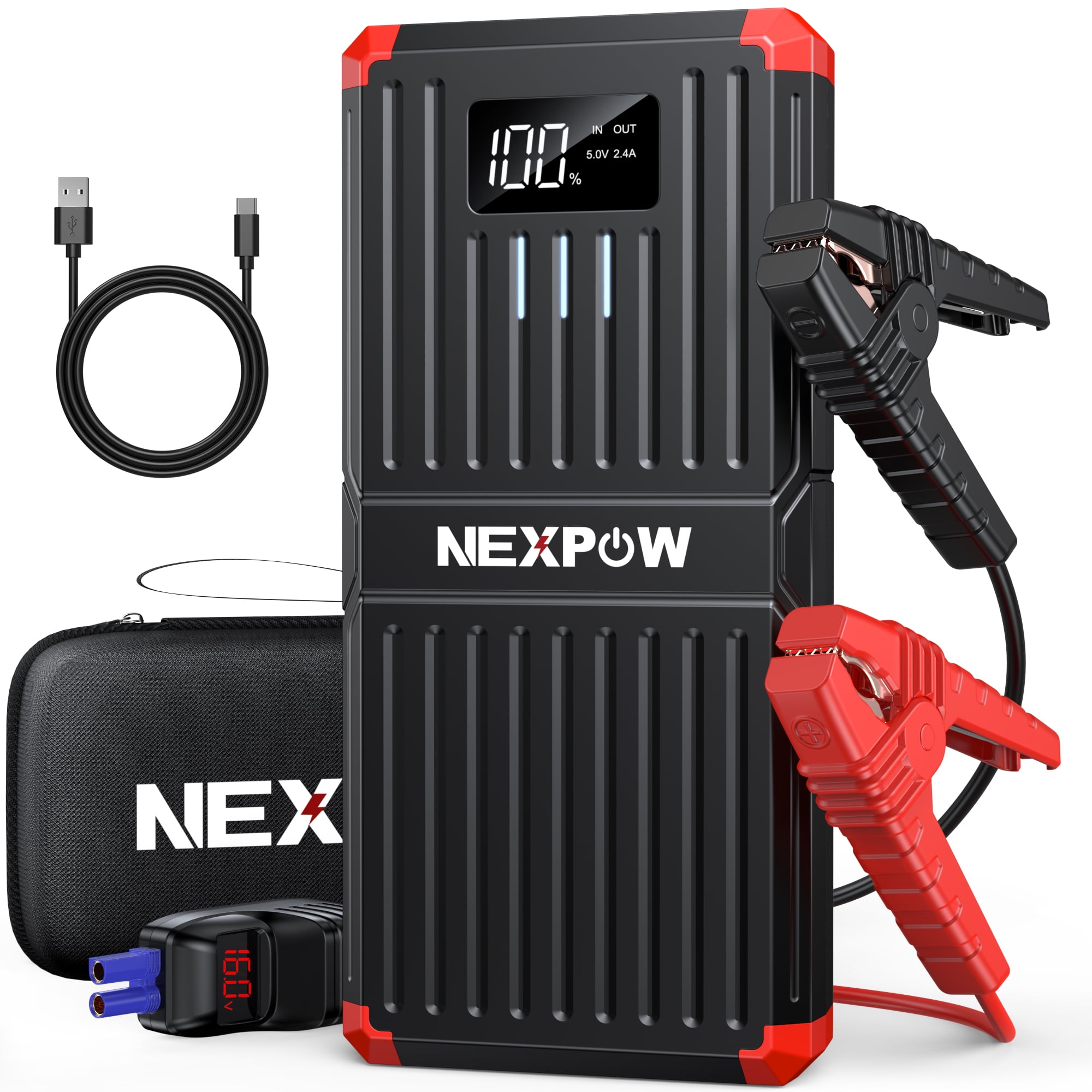 NEXPOW 6000A Car Jump Starter Powerful & Multi-Functional Emergency Battery Booster,12V Portable Jump Box with LED Display & Smart Jumper Cables