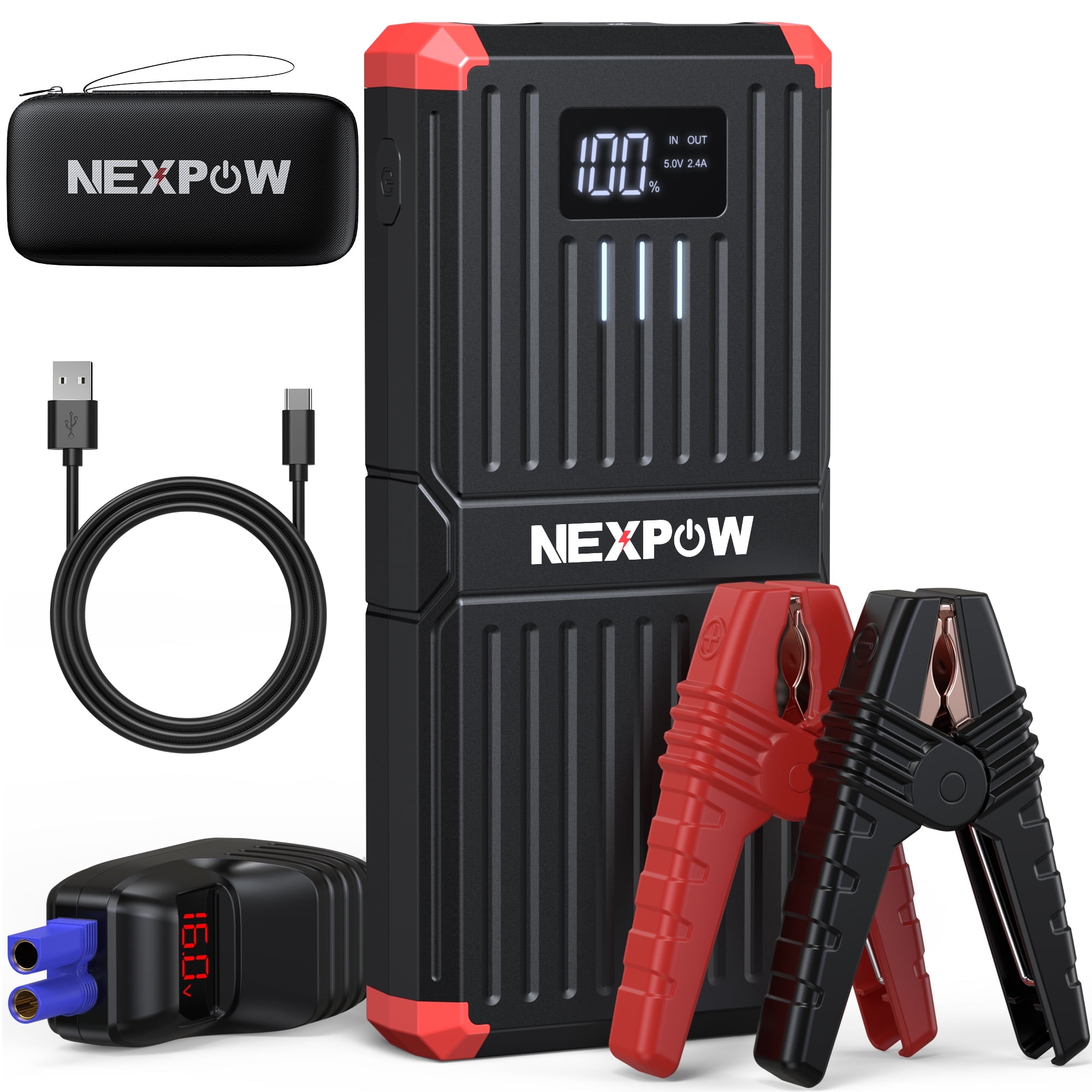 NEXPOW 6000A Car Jump Starter  Powerful & Multi-Functional Emergency Battery Booster,12V Portable Jump Box with LED Display & Smart Jumper Cables
