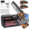 thumbnail image 1 of NEXPOW 8" Mini Chainsaw,24V Cordless Handheld Electric Power Chain saw with 2 Batteries & Chains for Wood Cutting & Tree Trimming (Orange), 1 of 8