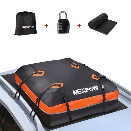 NEXPOW Car Rooftop Cargo Carrier - 15 Cubic Feet Waterproof Roof Bag for All Cars with/Without Rack - Includes Anti-Slip Mat