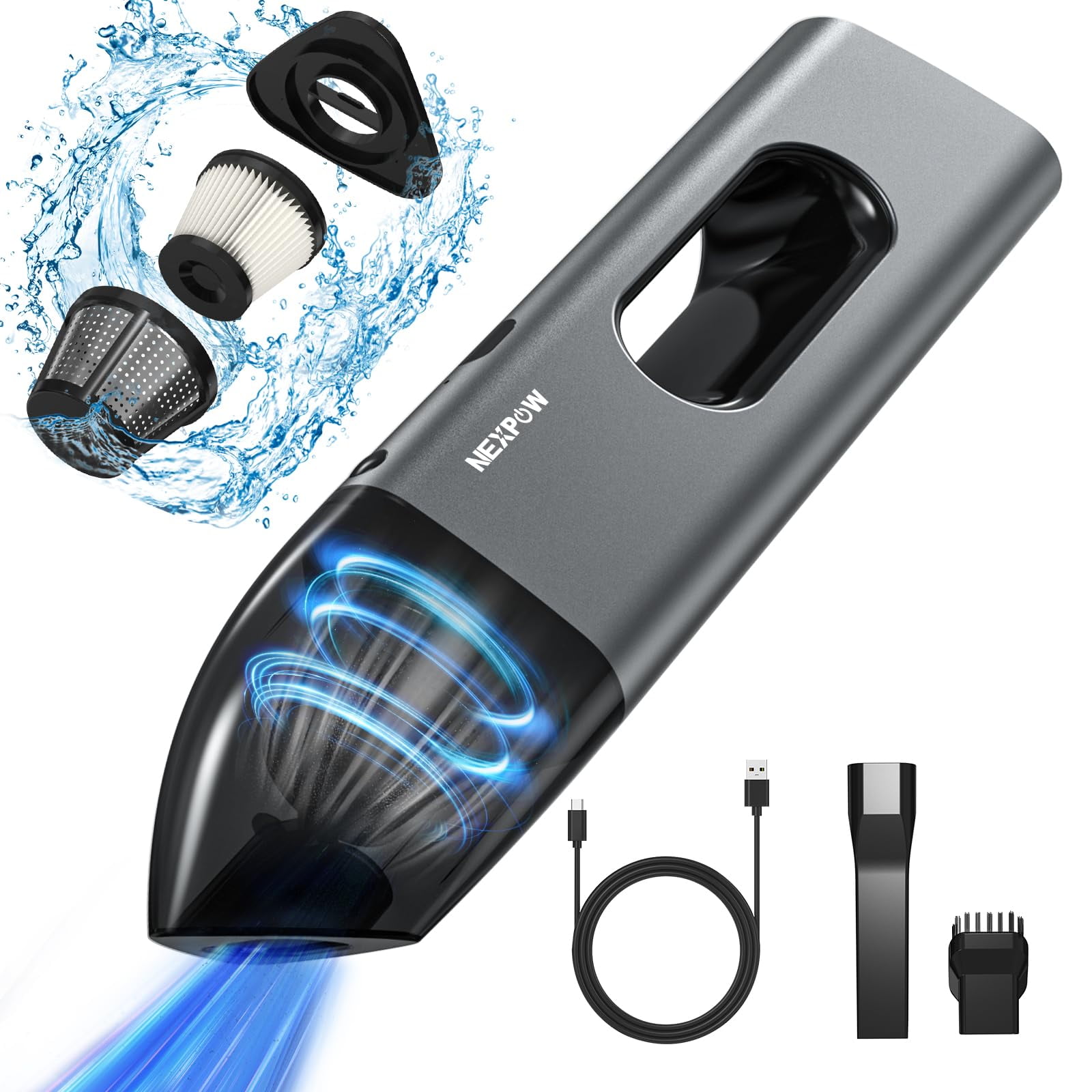 NEXPOW Car Vacuum,Portable Car Vacuum Cleaner High Power Hand Vacuum Cordless