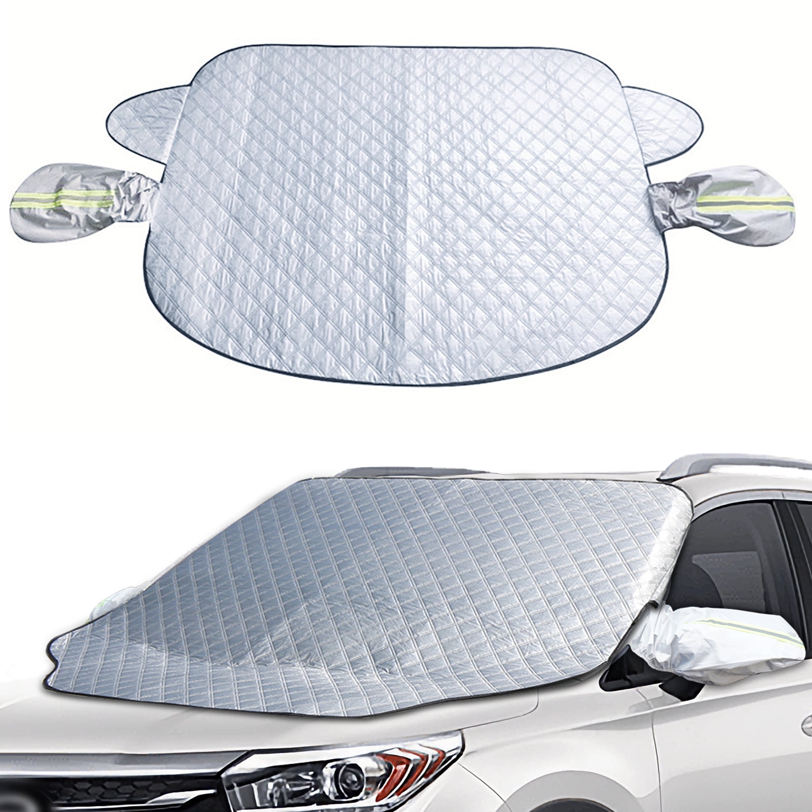  SnowOFF Extra Large Windshield Snow Ice Cover - Fit Any Car SUV  Truck Van - Windproof Straps, Wings, Suction Cups, Magnets - Plus Demist  Cloth + Blanket - Winter Outdoor Frost