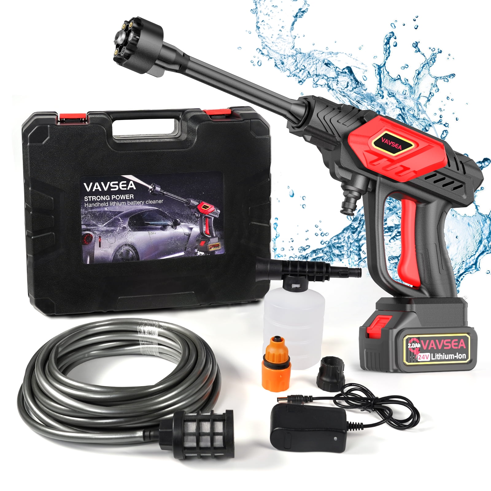 NEXPOW Cordless Pressure Washer, 24V Cordless Power Washer with 6in1