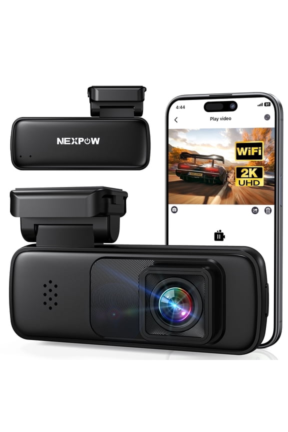 2K Front Dash Cam, IR Night Vision, WiFi App Control, Mini Hidden Dashcam for Car, G-Sensor, 24H Parking Mode, Loop Recording