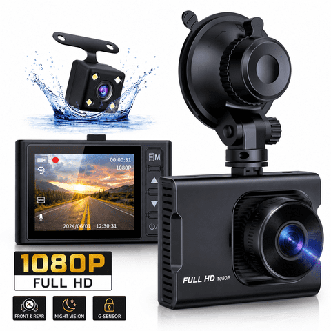 NEXPOW Dash Cam Front and Rear, 1080P Full HD Dash Camera, Dashcam with Night Vision, Car Camera with 3-inch LCD Display, G-Sensor, Loop Recording, WDR