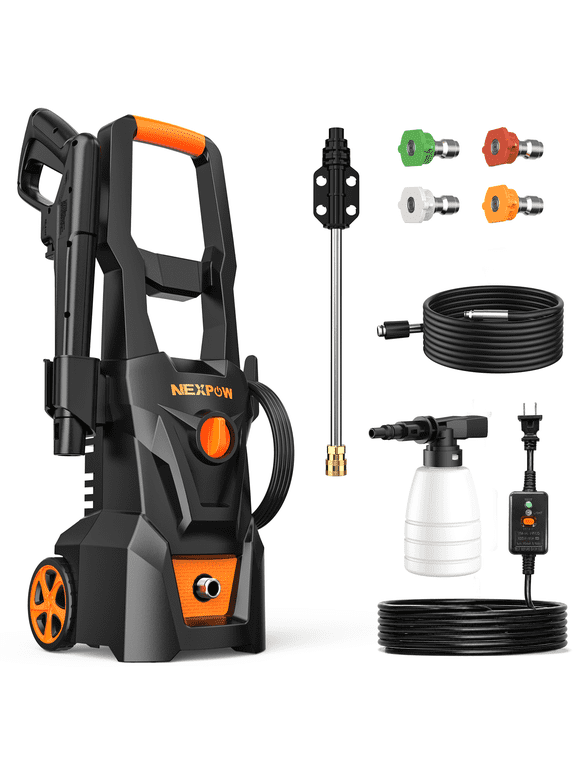 Electric Pressure Washer, 4000 Max PSI 2.6 GPM Power Washer with Foam Cannon, 4 Quick Nozzles & Built-in GFCI Protection for Cars, Driveways, Patios & Fences