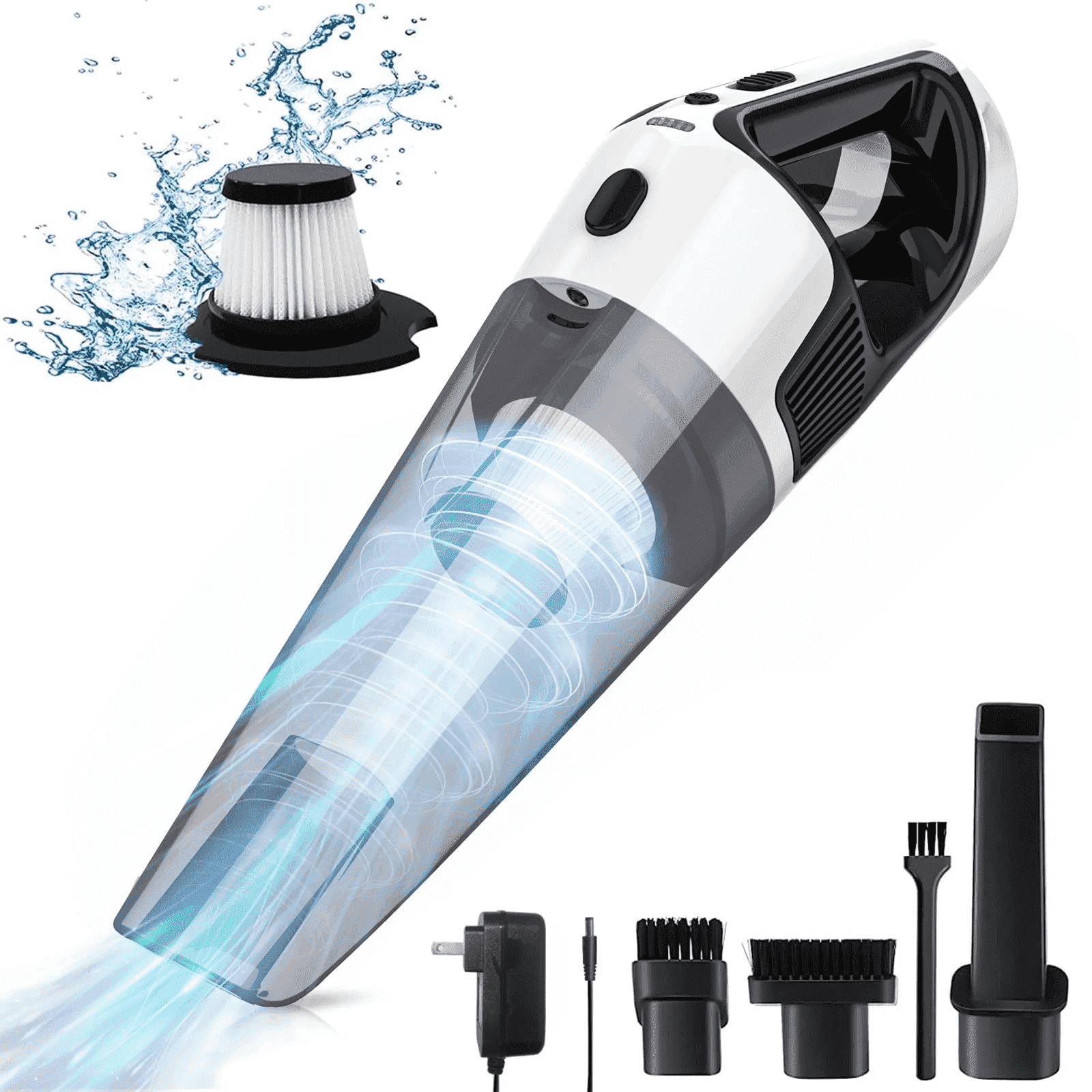 NEXPOW Handheld Vacuum Cordless, 10000Pa Strong Suction Car Vacuum Cleaner with LED Light & Charger, Wet and Dry Handheld Vacuum for Home, Car and More, Perfect Father's Day Gift