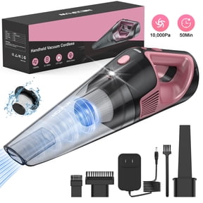 NEXPOW Cordless Handheld Vacuum Pink, 10000Pa Car Vacuum Cleaner, 50Min Runtime 7800mAh, LED Light & Charger, Lightweight 1.9lb for Home Car Pet Hair
